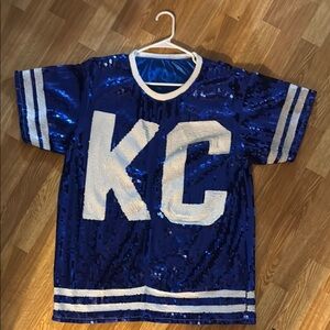 Blue Sequin Women’s KC Royals Shirt or mini skirt!